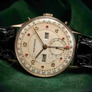 Movado - Calendograf Original 18kt. Red Gold Ruby Dial Triple Calendar Ref. R4776 Vintage Watch - Cal. 470