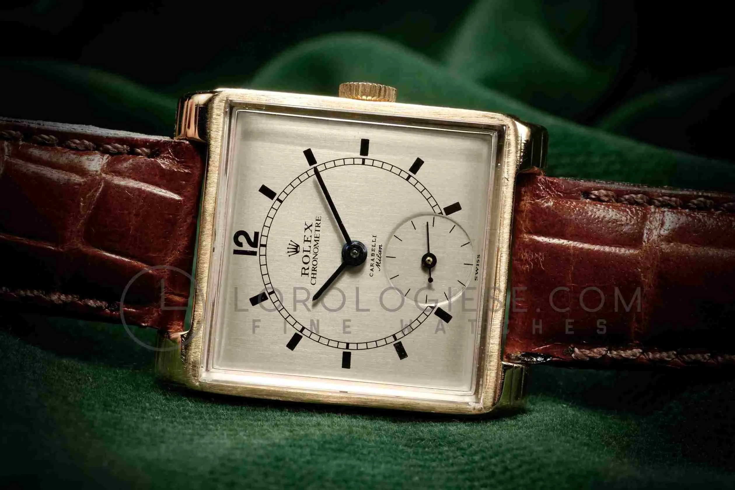 Rolex - Ref. 3680 Tank-Style Square 18kt. Gold “Carabelli Milano” 1947 Watch - Cal. 10 1/2