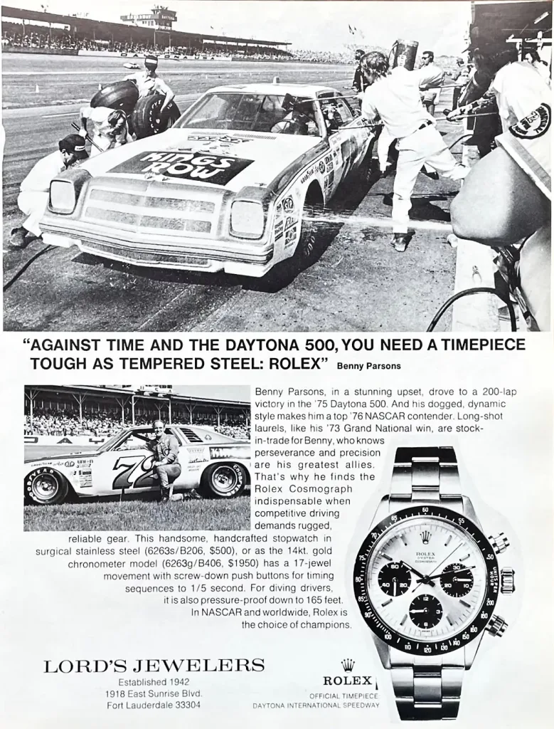 A 1976 Rolex Daytona Ref. 6263 ad